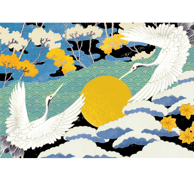 Kranen en zon fotobehang natuur - TenStickers