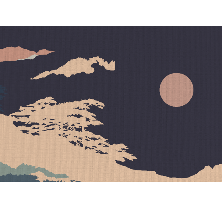 Fotobehang natuur rustig maanverlicht landschap - TenStickers