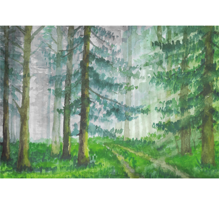 Behang bos met detail van bospad - TenStickers