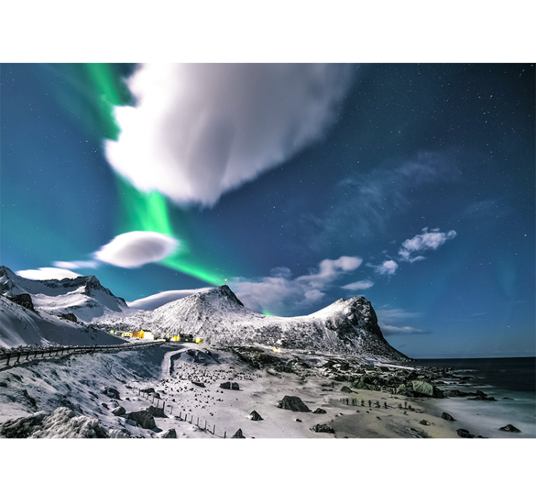 Fototapet landschap aurora borealis perspectief - TenStickers