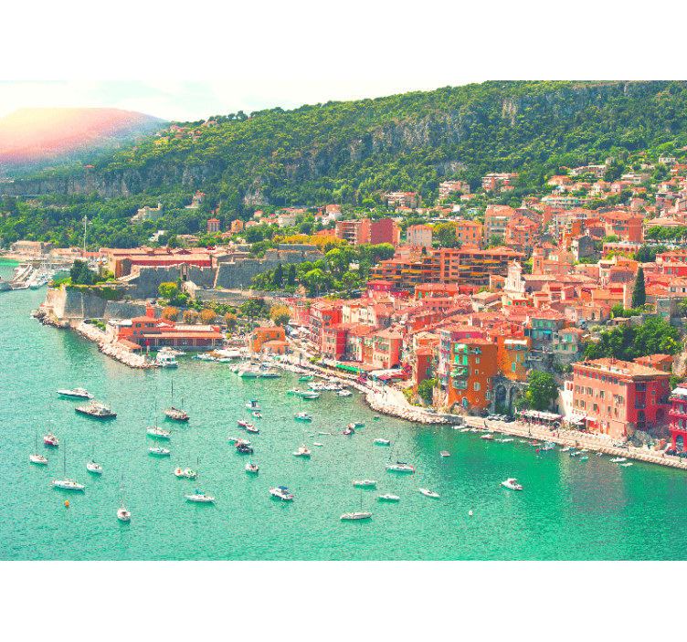 Fotobehang stad zeezicht dorp perspectief - TenStickers