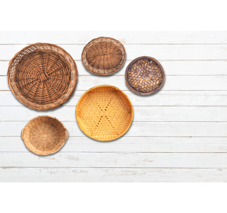 Fotobehang print woven basket patroon - TenStickers