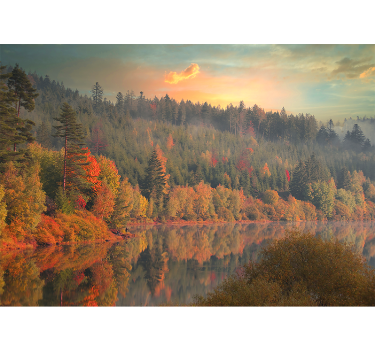 Fototapet landschap serene herfst reflectie - TenStickers