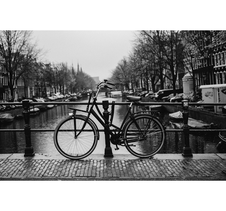 Kanaal in Amsterdam grijs fotobehang - TenStickers