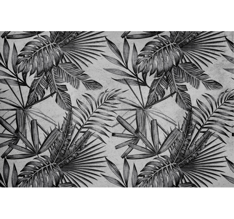 Grijze fotobehang met zwarte planten - TenStickers