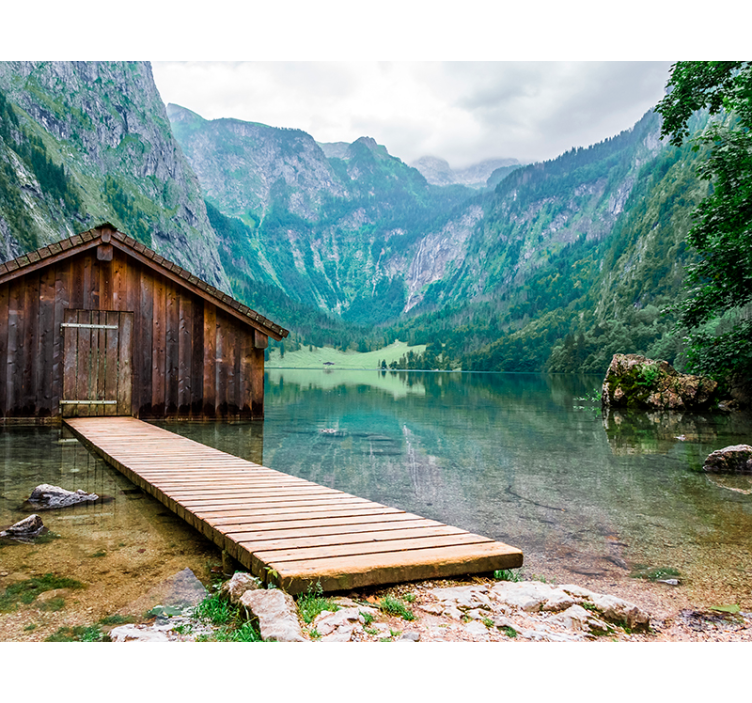 Serene meer landschap fotobehang natuur - TenStickers