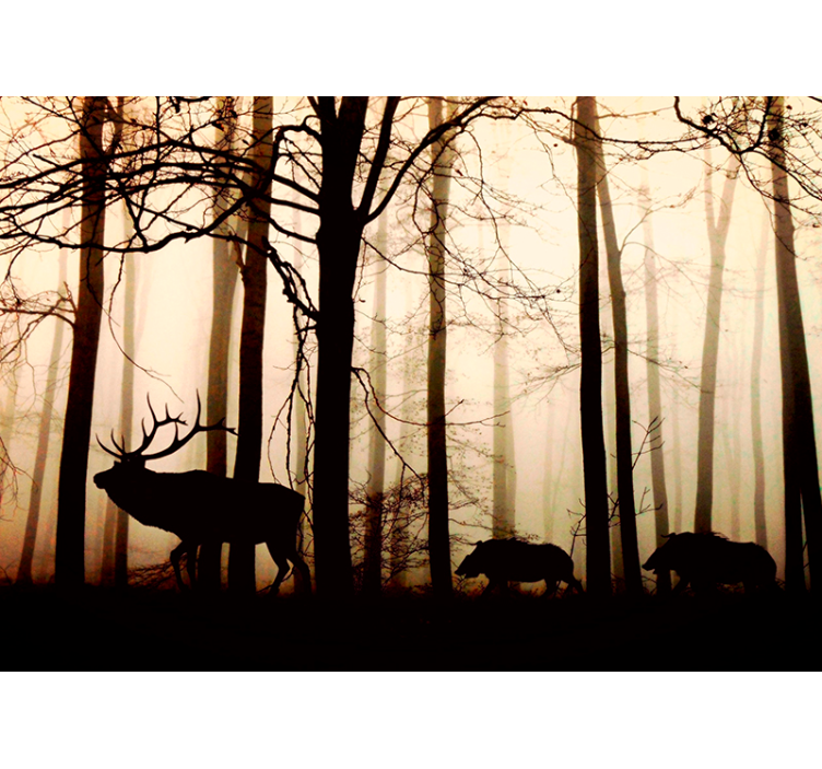 Silhouet bosfauna fotobehang natuur - TenStickers