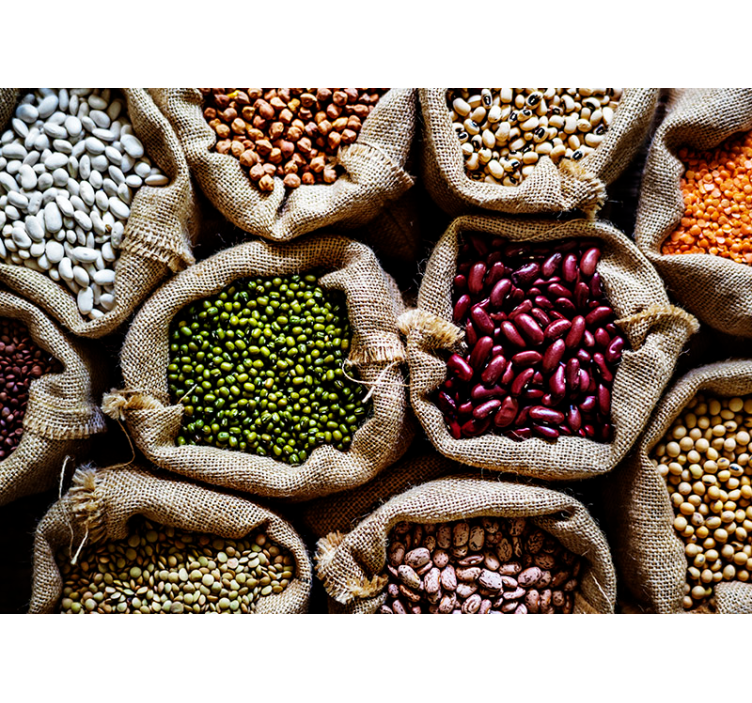 Peulvruchtenvoorraadkast display fotobehang keuken - TenStickers