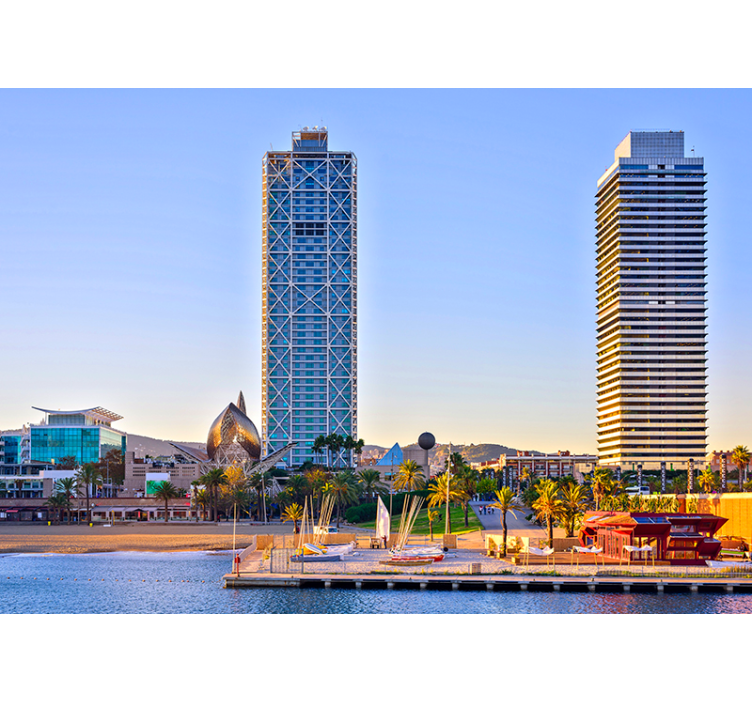 Kust uitzicht fotobehang Barcelona - TenStickers