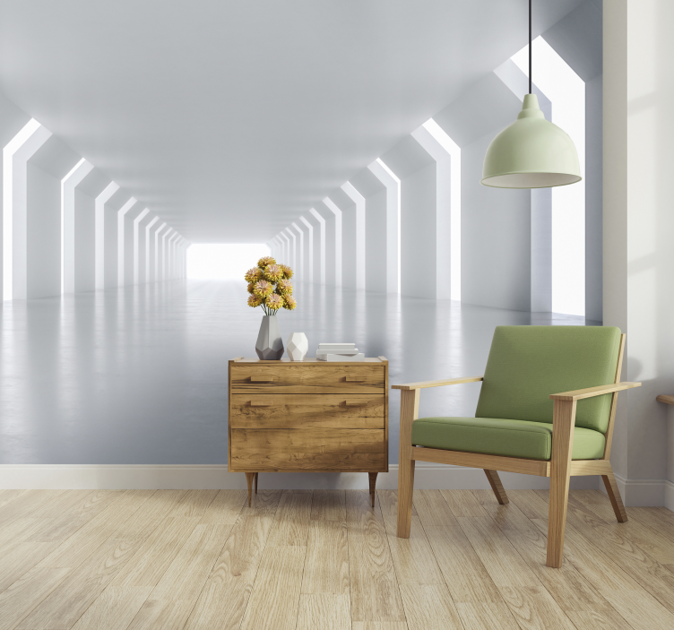 3D behang van een witte hal - TenStickers