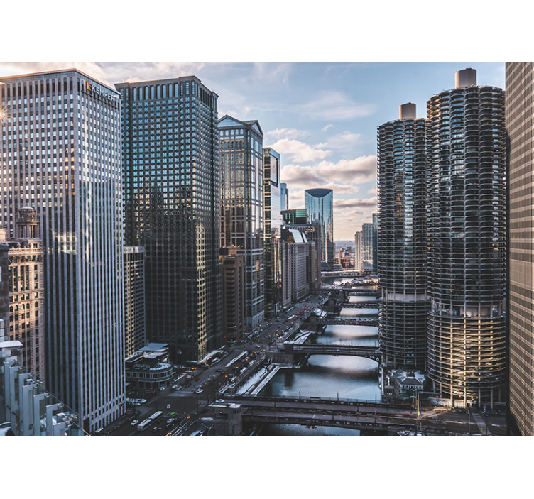 Fotobehang stad chicago skyline uitzicht - TenStickers