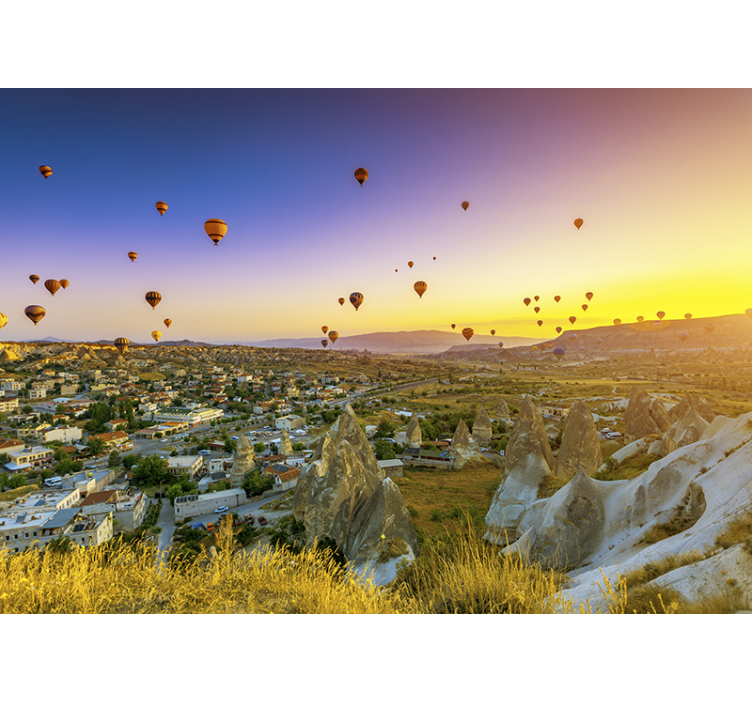 Fototapet landschap luchtballonnen boven cappadocië - TenStickers