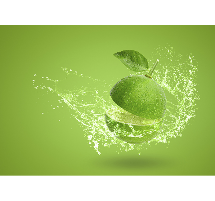 Bloemen foto behang splashing green citrus - TenStickers