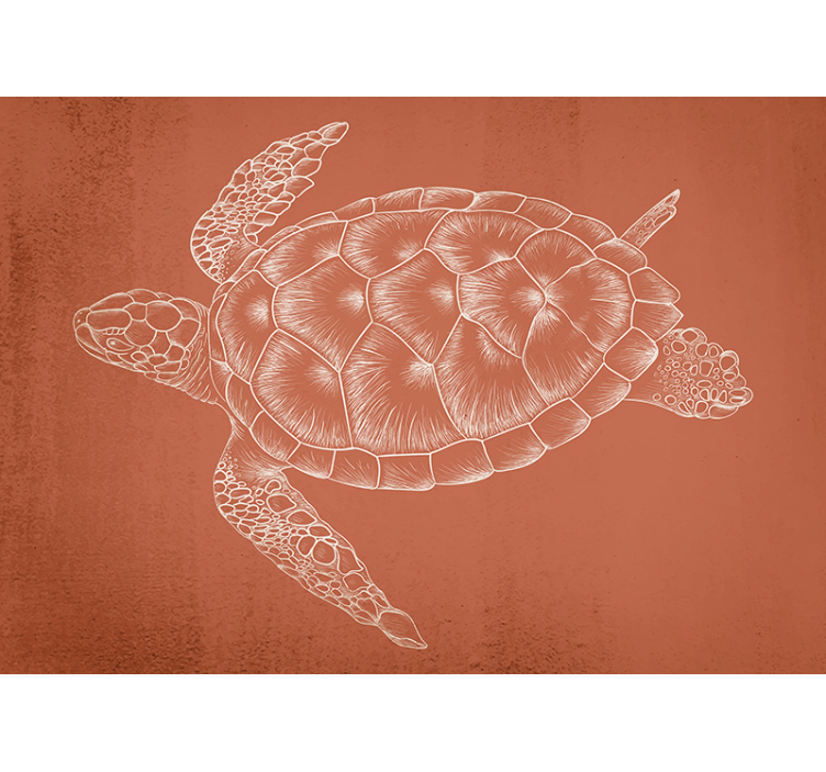 Foto behang dieren zeeschildpad illustratie - TenStickers