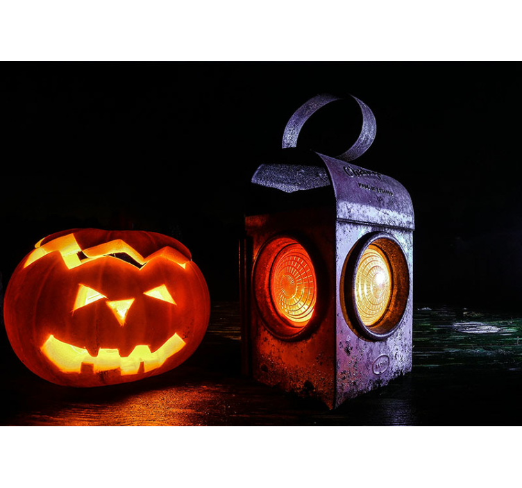Fotobehang halloween jack-o'-lantern lantaarn - TenStickers