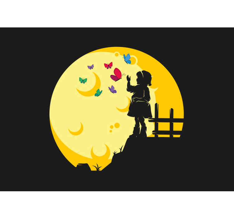 Foto behang babykamer kinder silhouetten vlinders - TenStickers