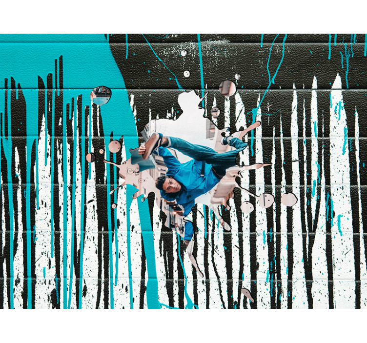 Fotobehang graffiti dynamische skateboarder actie - TenStickers