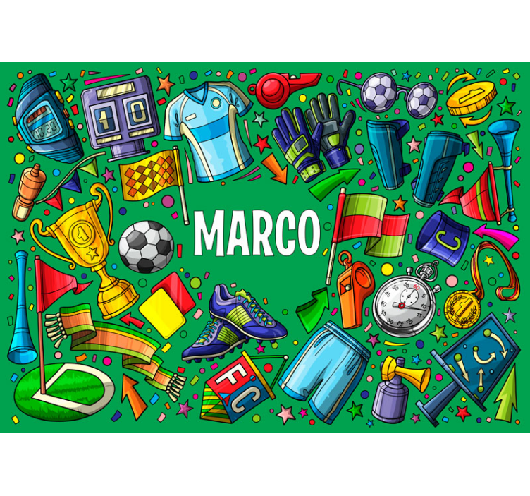 Gepersonaliseerd fotobehang met sportthema elementen - TenStickers