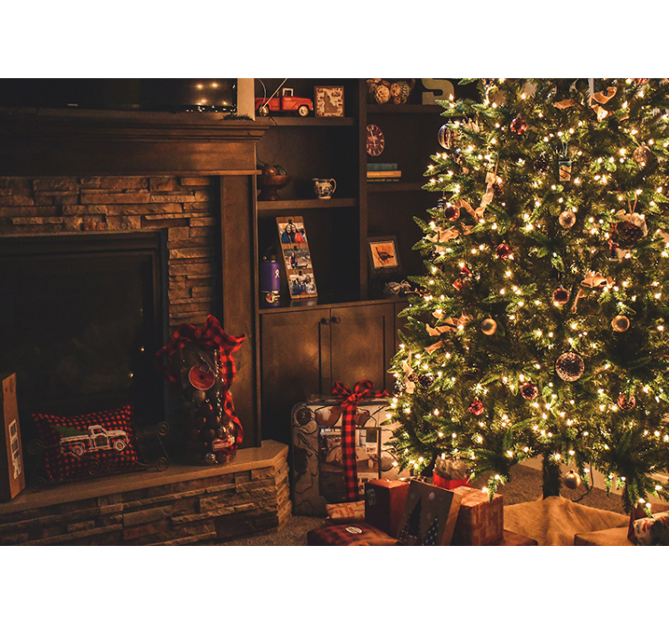 Fotobehang kerst feestelijke boomverlichting - TenStickers