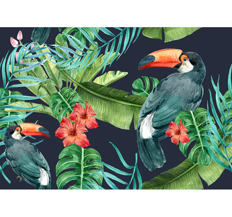 Tropisch vogelparadijs foto behang jungle - TenStickers