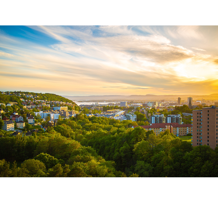 Stedelijk landschapsbeeld fotobehang stad - TenStickers