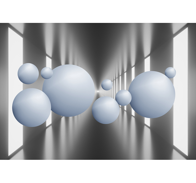 Zwevende bollen arrangement fotobehang 3d - TenStickers