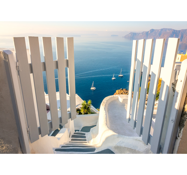 Zeilboten over de oceaan fototapet landschap - TenStickers