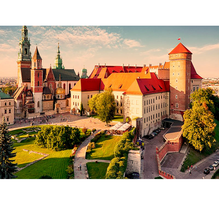 Historisch kasteellandschap fotobehang stad - TenStickers