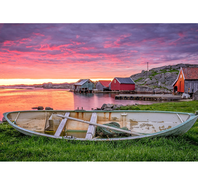 Fototapet landschap schilderachtig kustdorp - TenStickers