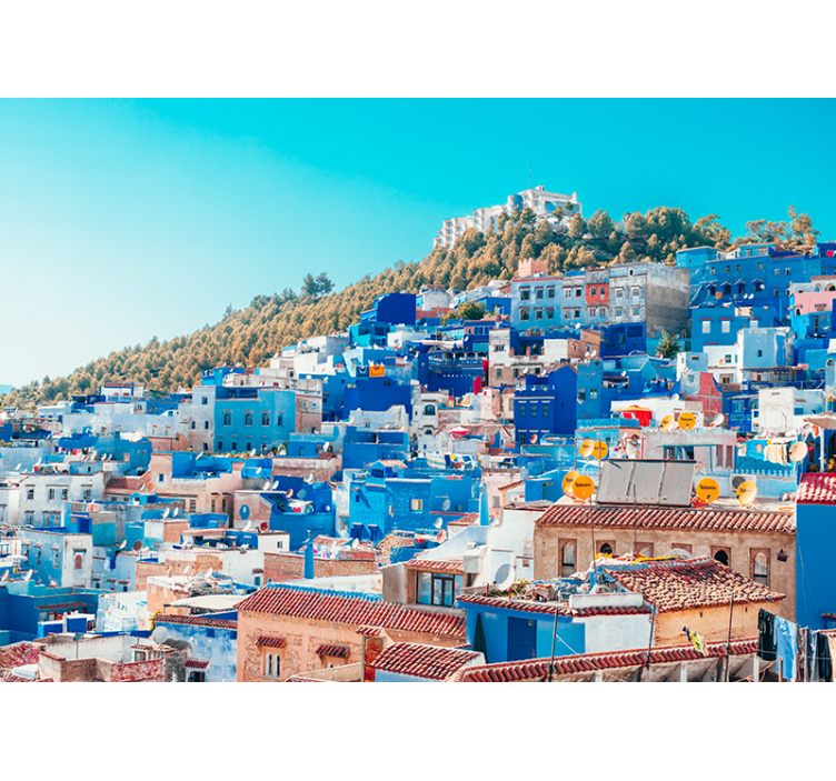 Blauwe medina stadsgezicht fotobehang stad - TenStickers