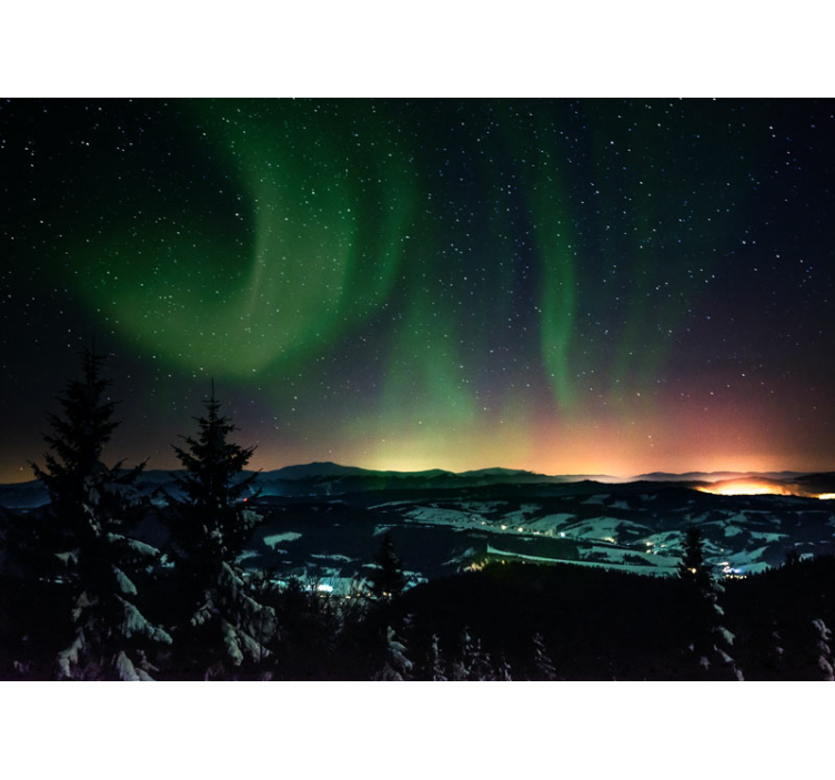 Aurora borealis showcase fotobehang lucht - TenStickers