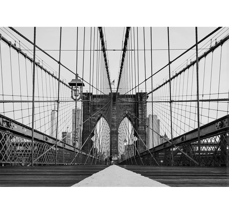 Fotobehang stad brooklyn bridge perspectiefweergave - TenStickers