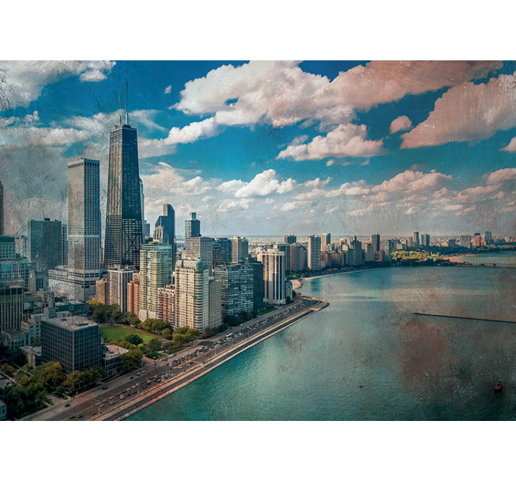 Fotobehang stad chicago skyline perspectief - TenStickers
