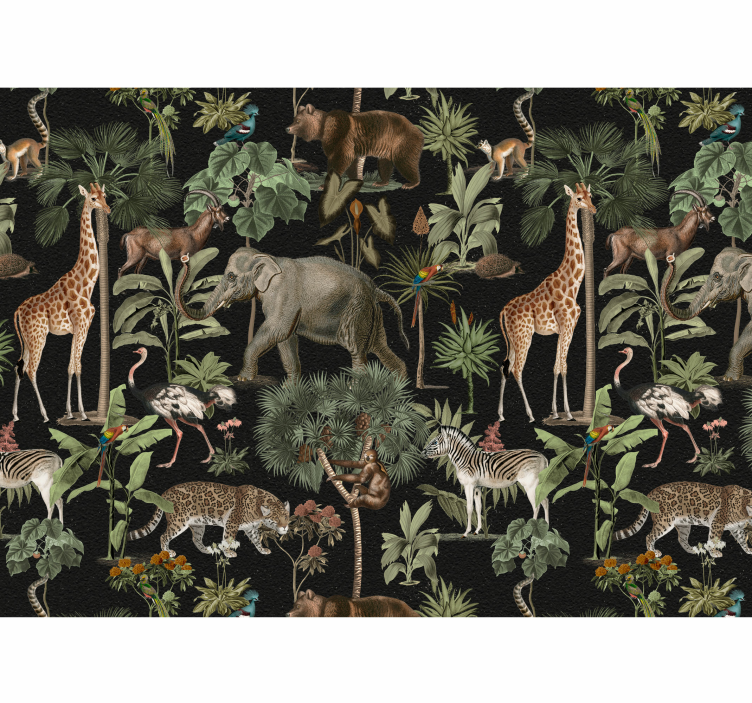 Wilde dieren scandinavische stijl behang - TenStickers