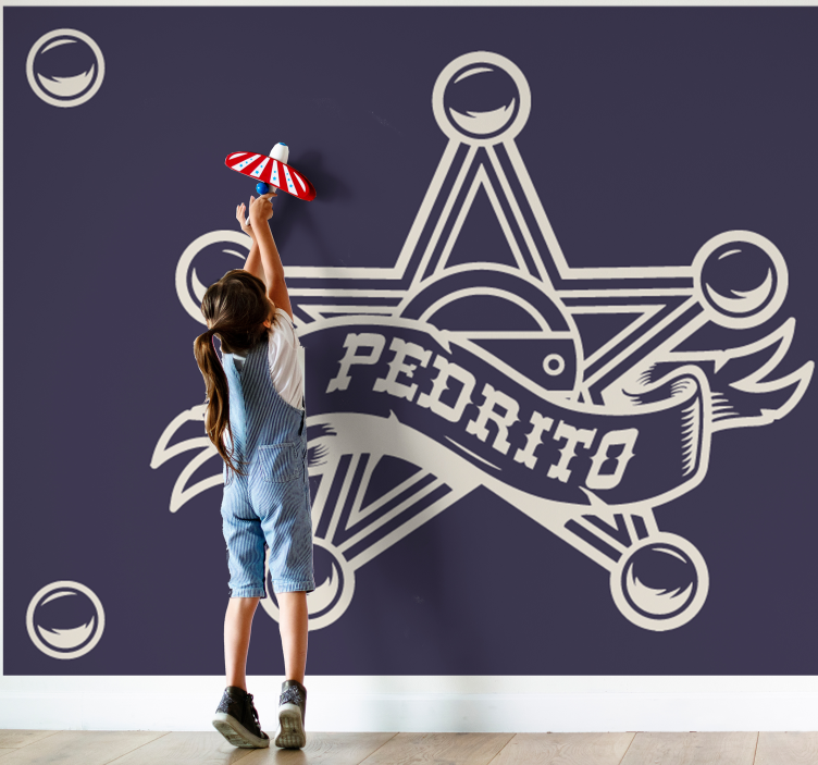 Fotobehang kinderkamer sheriff badge op maat - TenStickers