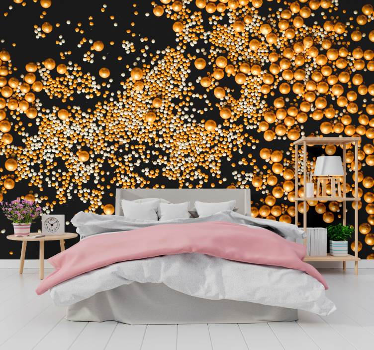Abstract fotobehang gouden bolpatroon - TenStickers