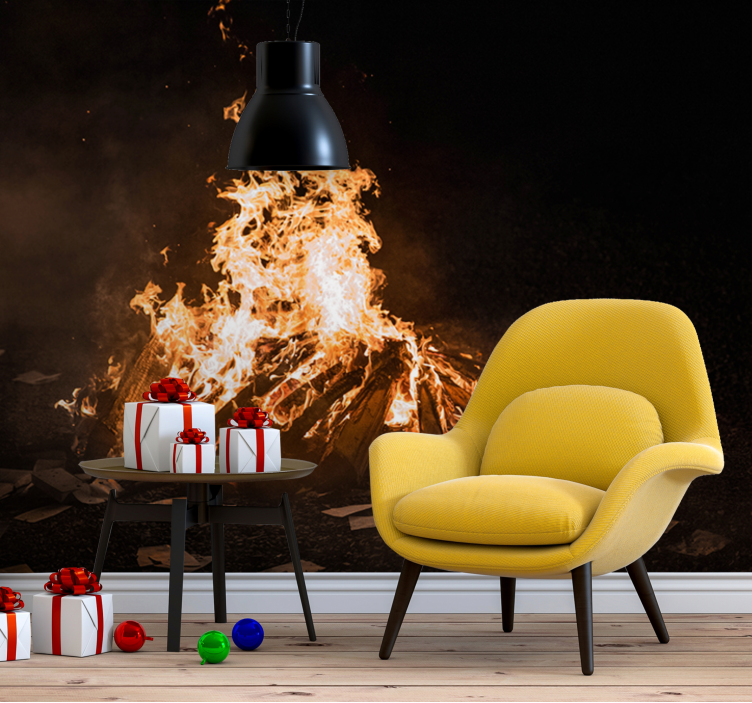 Abstract fotobehang vurige vuurplaats scène - TenStickers