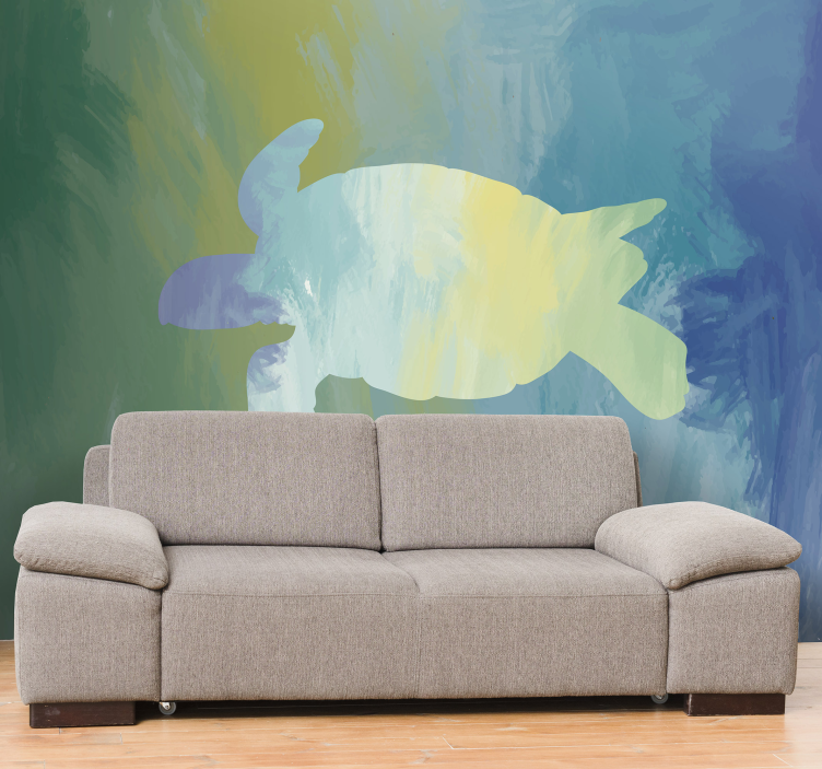 Abstract schildpadsilhouet foto behang dieren - TenStickers