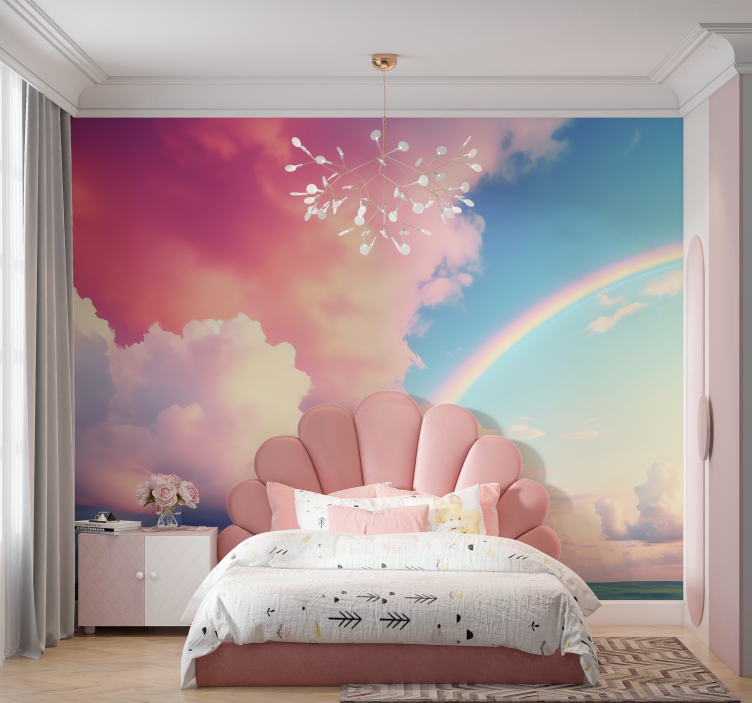 Hemel met regenboog Fotobehang kinderkamer - TenStickers