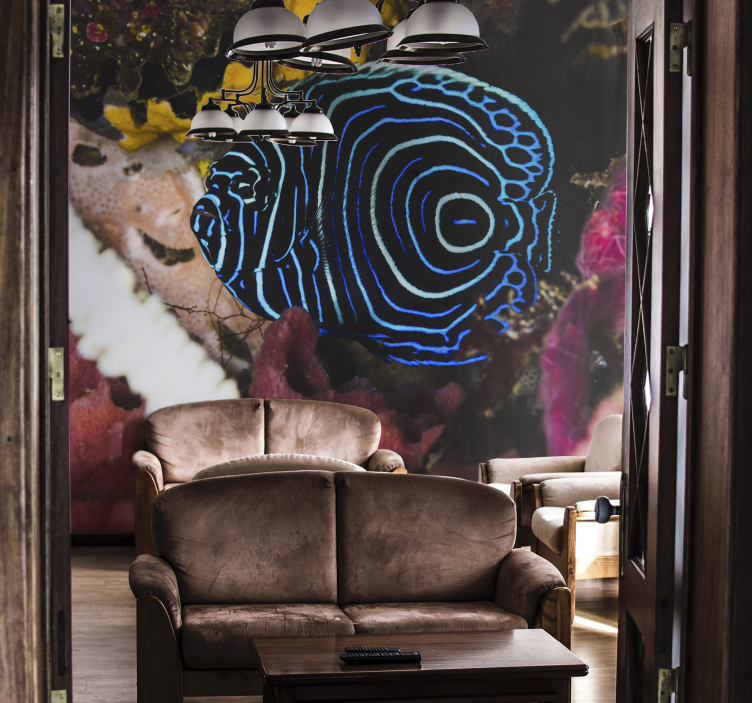 Foto behang dieren blauwe vissen patronen - TenStickers