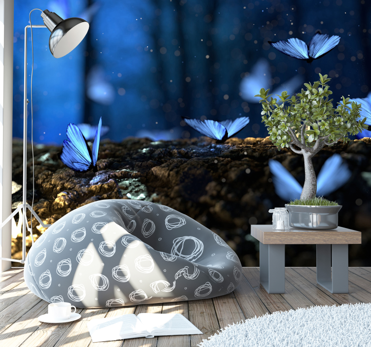 Blauwe vlinder fotobehang - TenStickers