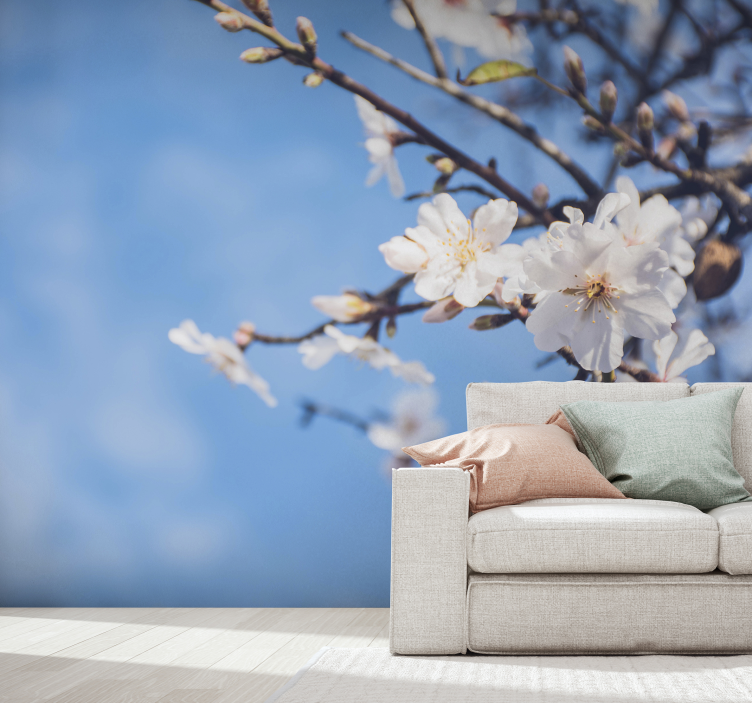 Bloeiende takken bloemen foto behang - TenStickers