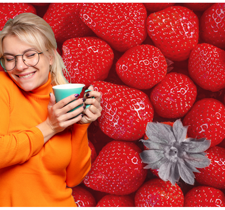 Bloemen foto behang aardbei en bloei - TenStickers