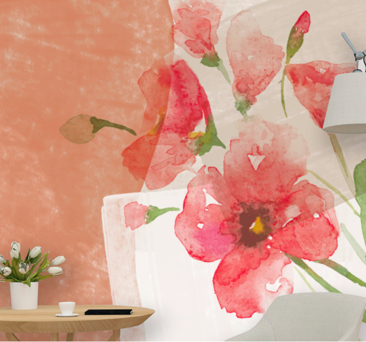 Bloemen foto behang aquarel ontwerp - TenStickers