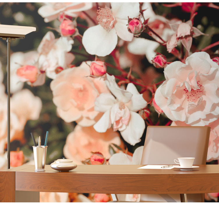 Bloemen foto behang bloeiende rozenblaadjes - TenStickers