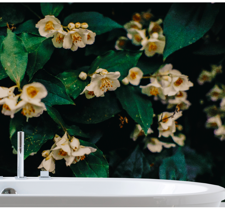 Bloemen foto behang delicate witte bloesems - TenStickers