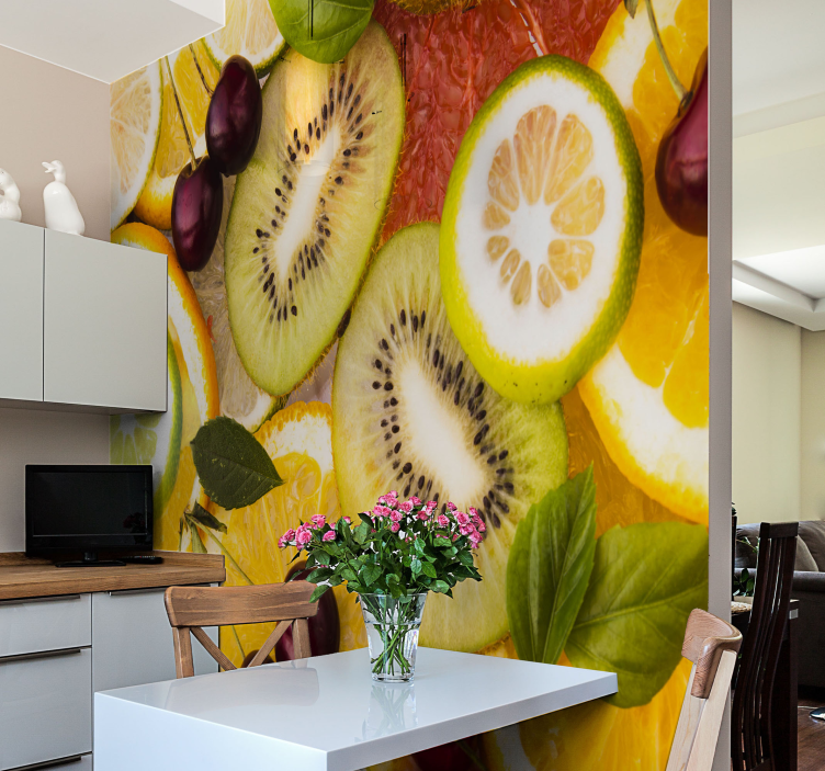 Bloemen foto behang gesneden citrus medley - TenStickers