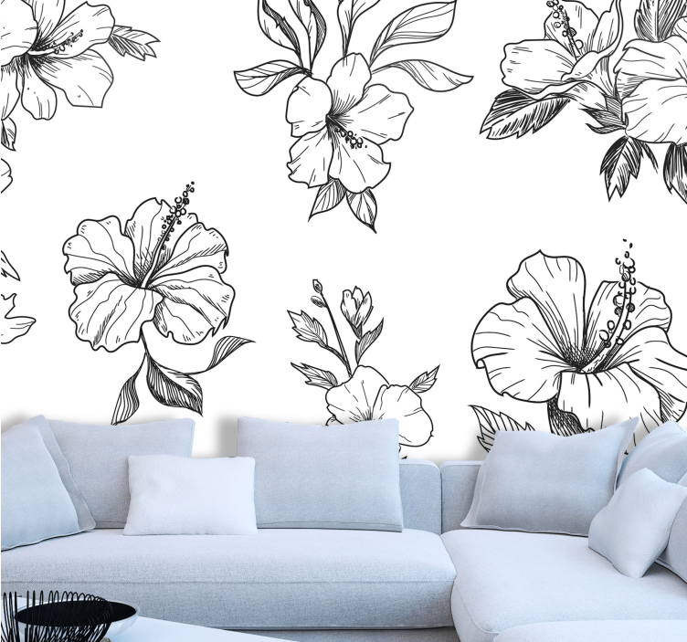 Bloemen foto behang hibiscus bloemmotieven - TenStickers