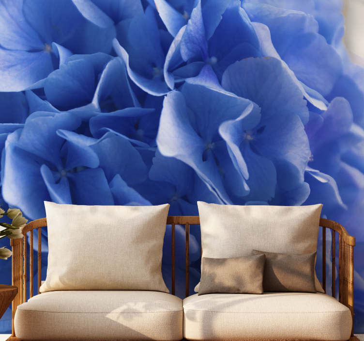 Bloemen foto behang hortensia blauwe bloesems - TenStickers