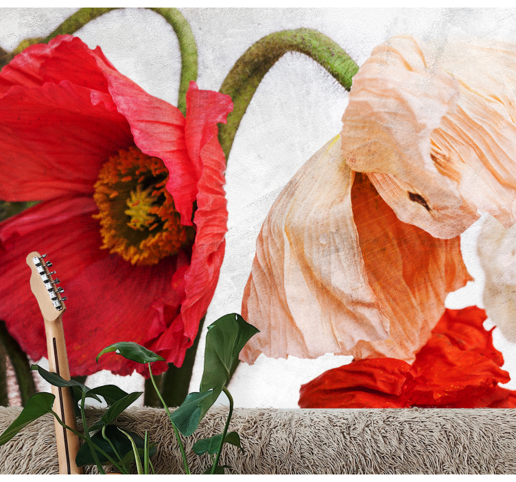Bloemen foto behang lush poppy bloemen - TenStickers
